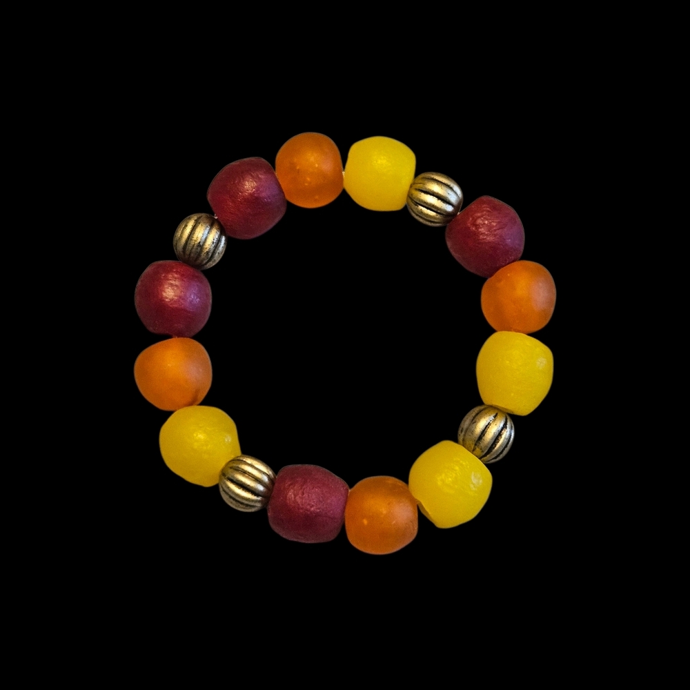 New Handmade Falltime Krobo And Bronze Beaded Bracelet